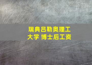 瑞典吕勒奥理工大学 博士后工资